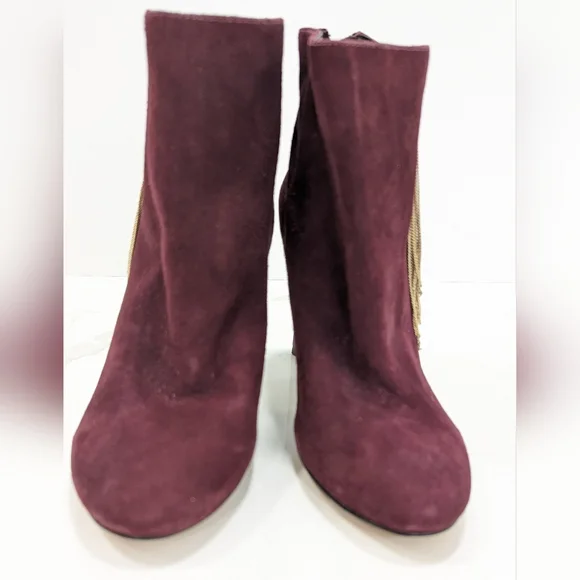 Nine West Womens 25021953-466 leather high heel Uloveit Ankle Bootie Wine Size 5 - Picture 8 of 12